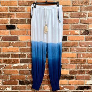 Boheme By Skemo White And Blue Dip Dye Jogger Pants Size Large